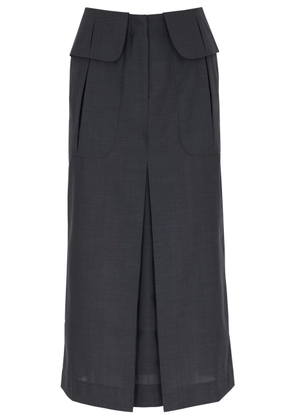 Rejina Pyo Lila Wool-blend Midi Skirt - Navy - 6 (UK6 / XS)