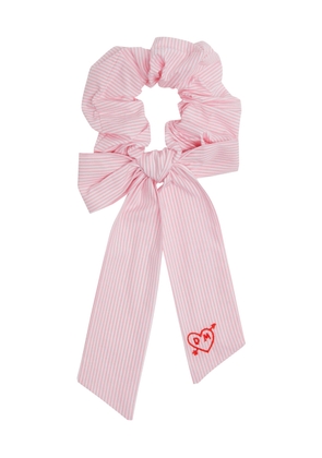 Damson Madder Logo Striped Cotton Scrunchie - Pink