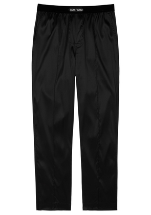 Tom Ford Stretch Silk Satin Pyjama Trousers in Black, Men's Nightwear, Elegant Silk Satin, Relaxed Fit - M