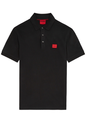 Hugo Logo Piqué Cotton Polo Shirt - Black - S