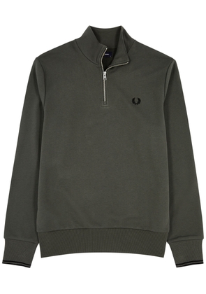 Fred Perry Logo-embroidered Cotton Half-zip Sweatshirt - Grey - XL