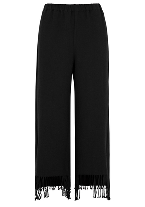 BY Malene Birger Mirabellas Fringed Cotton-blend Trousers - Black - 36 (UK8 / S)