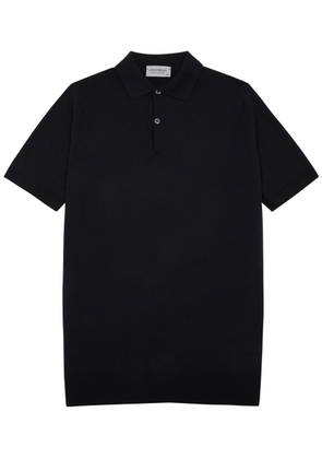 John Smedley Payton Wool Polo Shirt - Black - L
