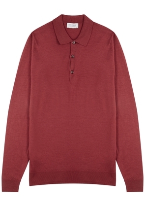 John Smedley Belper Wool Polo Shirt - Red - XL
