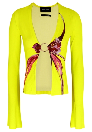 Louisa Ballou Floral-print Stretch-jersey Cardigan - Yellow - L (UK14 / L)