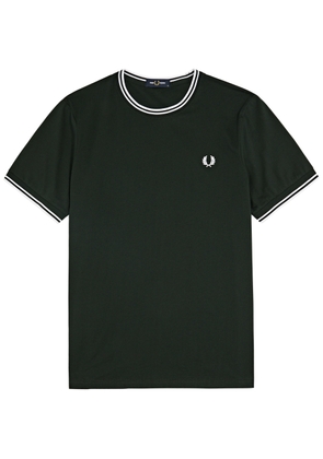 Fred Perry Logo-embroidered Cotton T-shirt - Dark Green