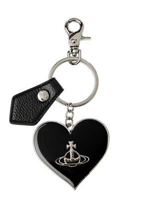 Vivienne Westwood Logo Heart Silver-plated Keyring - Black And Silver