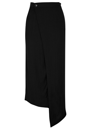 Petar Petrov Asymmetric Midi Wrap Skirt - Black - 40 (UK12 / M)