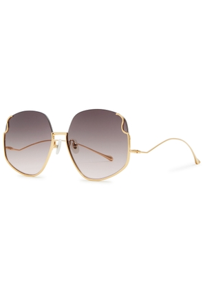For Art's Sake Drape 18kt Gold-plated Butterfly-frame Sunglasses