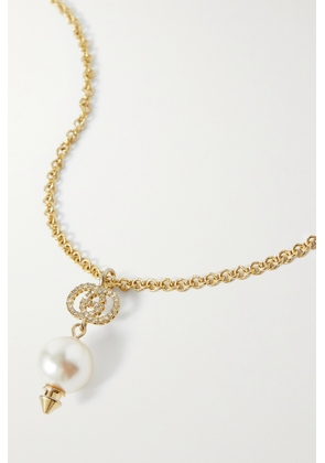 Gucci - Gold-tone, Faux Pearl And Crystal Necklace - One size