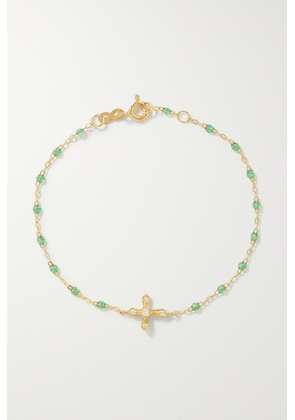 Gigi Clozeau - Classic Cross Vintage 18-karat Gold, Resin And Diamond Bracelet - Green - One size