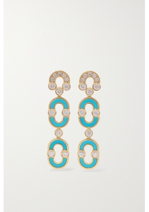 Viltier - Magnetic Duo 18-karat Gold, Turquoise And Diamond Earrings - One size