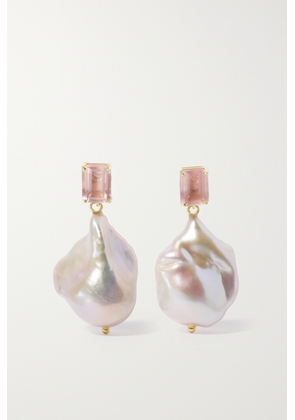 Mateo - 14-karat Gold, Pearl And Rose Quartz Earrings - One size