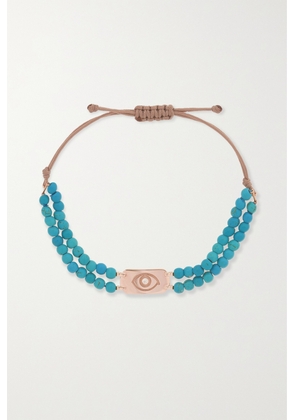 Diane Kordas - 14-karat Rose Gold, Cord, Turquoise And Diamond Bracelet - One size