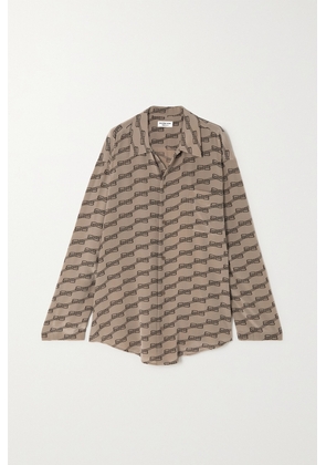 Balenciaga - Oversized Printed Crinkled Silk-crepe Shirt - Brown - FR34,FR36,FR38,FR40