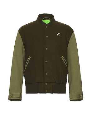 Mister Green M-65 Varsity Jacket in Earth & Olive - Army. Size M (also in L, S, XL/1X).