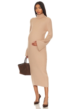 BUMPSUIT Cozy Rib Maternity Dress in Beige. Size L, S, XL, XS.