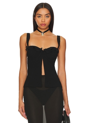 Mirror Palais The Ruffle Bustier in Black. Size XS.