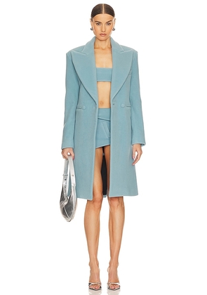 LaQuan Smith Oversized Double Faced Wool Coat in Baby Blue. Size M.