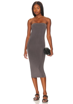 St. Agni Strapless Jersey Midi Dress in Charcoal. Size S.