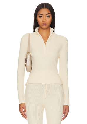 Varley Demi Half Zip Pullover in Cream. Size L, S, XL, XS.