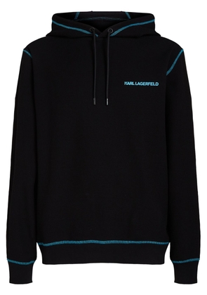 Karl Lagerfeld waffle-knit organic-cotton hoodie - Black