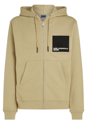 Karl Lagerfeld Jeans box-logo zip-up hoodie - Neutrals
