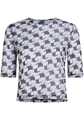 Karl Lagerfeld Jeans monogram-print sheer T-shirt - Neutrals