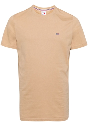 Tommy Jeans logo-appliqué cotton T-shirt - Neutrals