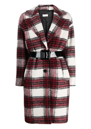 LIU JO check-pattern belted wool coat - Red