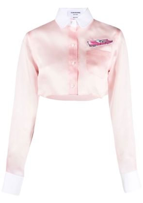 Thom Browne two-tone cropped silk shirt - Pink