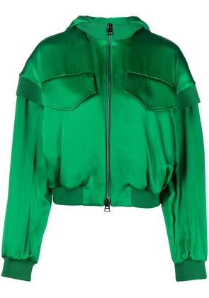 TOM FORD hooded cropped silk jacket - Green
