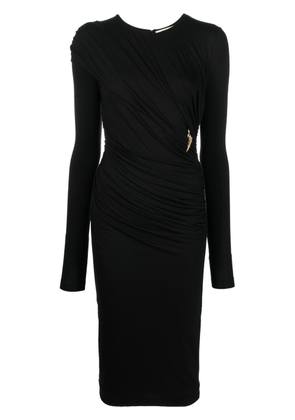 Roberto Cavalli Tiger Tooth-detail ruched dress - Black