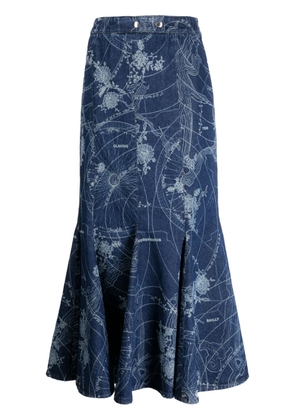 Off-White graphic-print mermaid midi skirt - Blue