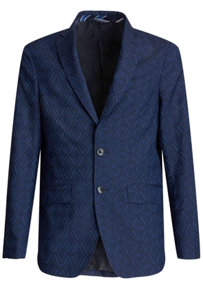 ETRO monogram-pattern single-breasted blazer - Blue