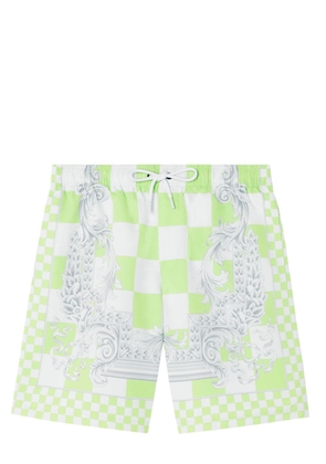Versace check-print swim shorts - Green