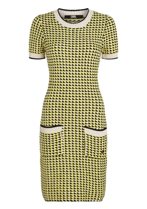 Karl Lagerfeld bouclé-knit short-sleeve minidress - Yellow