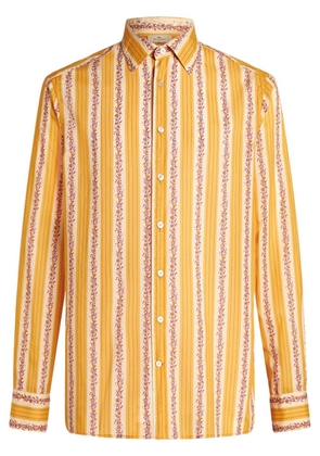 ETRO floral-print striped cotton shirt - Yellow