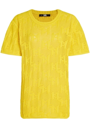 Karl Lagerfeld monogram-jacquard T-shirt - Yellow