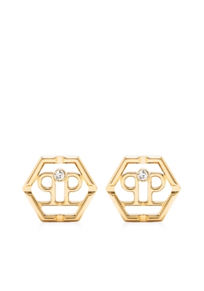Philipp Plein Hexagon logo-plaque earrings - Gold