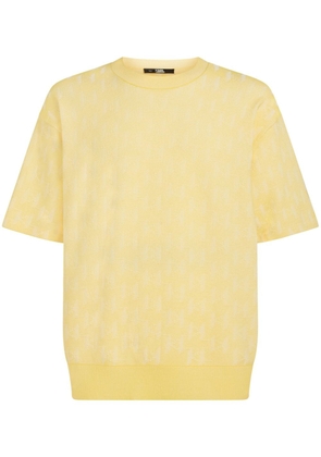 Karl Lagerfeld monogram-jacquard organic-cotton T-shirt - Yellow