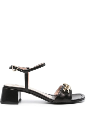 Love Moschino 50mm heart-chain leather sandals - Black