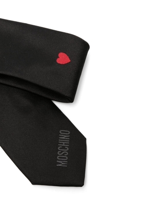 Moschino heart-motif silk tie - Black