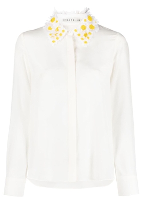 alice + olivia Willa Daisy Embel cotton-silk shirt - Neutrals