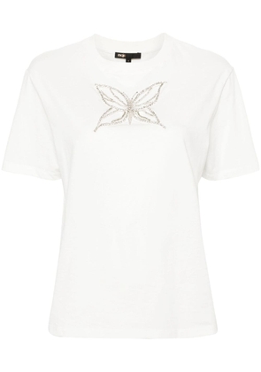 Maje butterfly-embellished cotton T-shirt - White