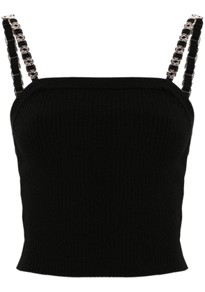 Maje logo-embellished ribbed-knit top - Black