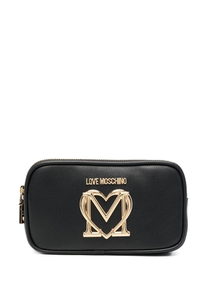 Love Moschino logo-plaque make up bag - Black