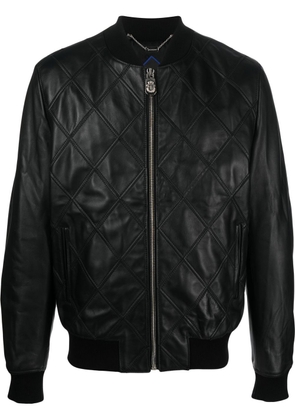 Billionaire Diamond leather bomber jacket - Black