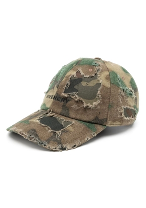 Givenchy logo-embroidered camouflage distressed cap - Multicolour