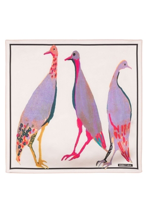 Bimba y Lola painterly-print silk scarf - Pink